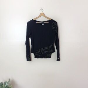 [Nike] Black Dry Fit Yellow Embroidered Active Top